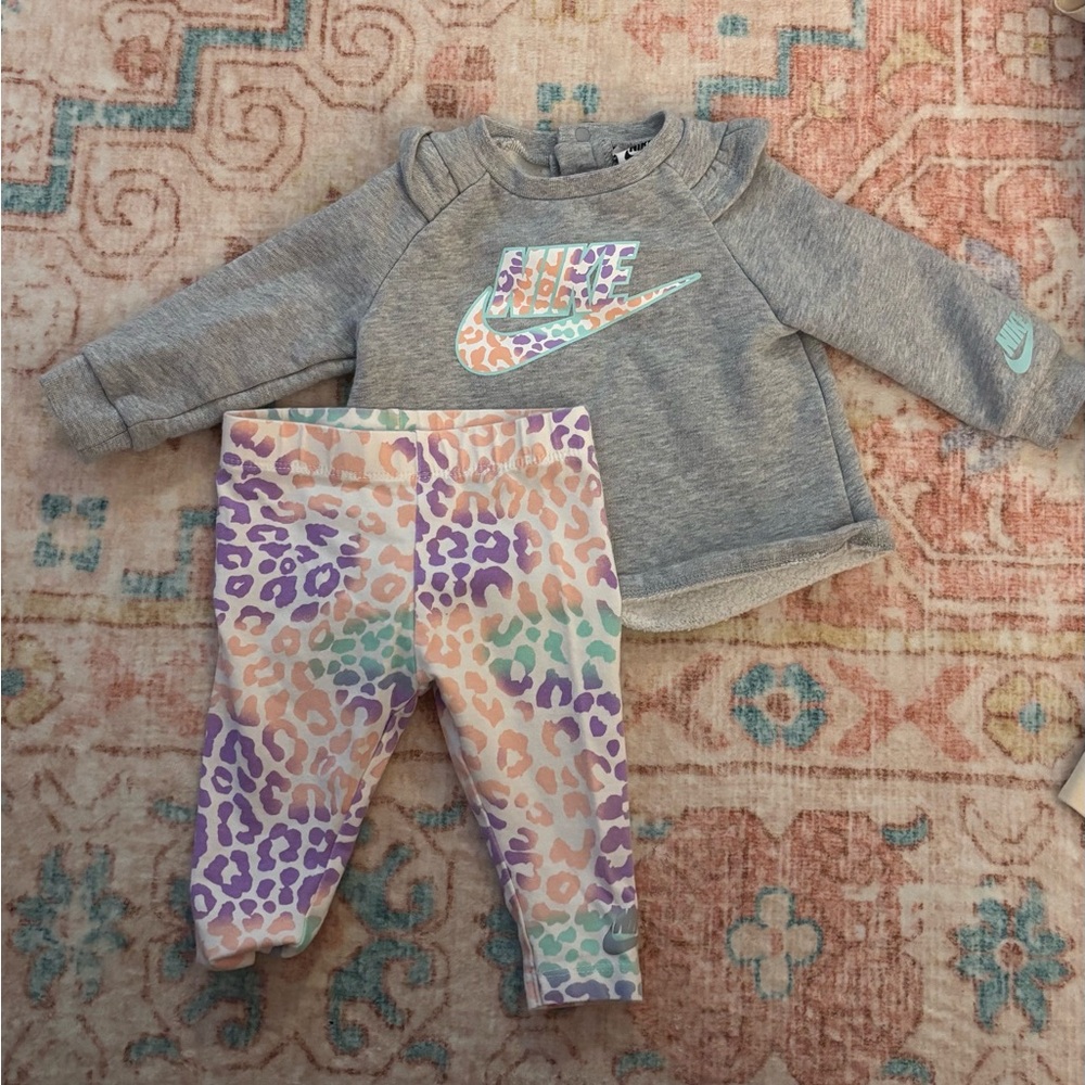 Nike Grey Sweatshirt with Pastel Leopard Leggings